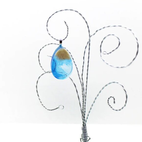 One of a kind beach sand necklace ocean pendant handmade w/Caribbean beach sand - Picture 4 of 4